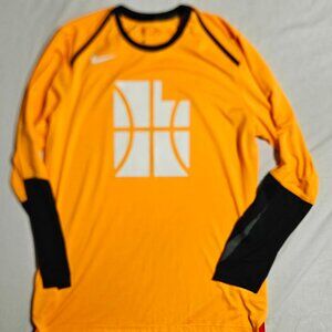 NIKE NBA UTAH JAZZ DRI FIT SHOOTING SHIRT LONG SLEEVE YELLOW BLACK LARGE EUC